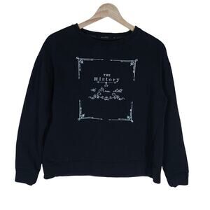 Etam Weekend Womens Sweatshirt EU 38 Black Graphic Pullover Minimalist Gothcore